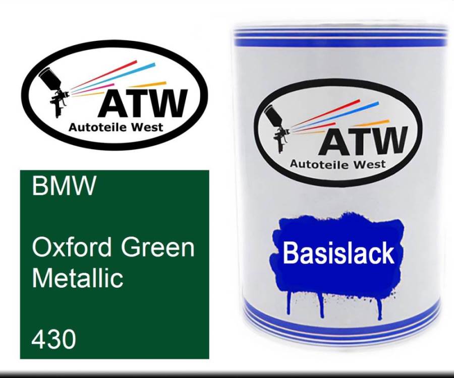 BMW, Oxford Green Metallic, 430: 500ml Lackdose, von ATW Autoteile West.